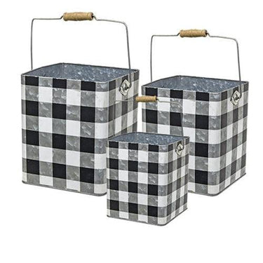 3/Set, Black Buffalo Check Buckets - The Fox Decor